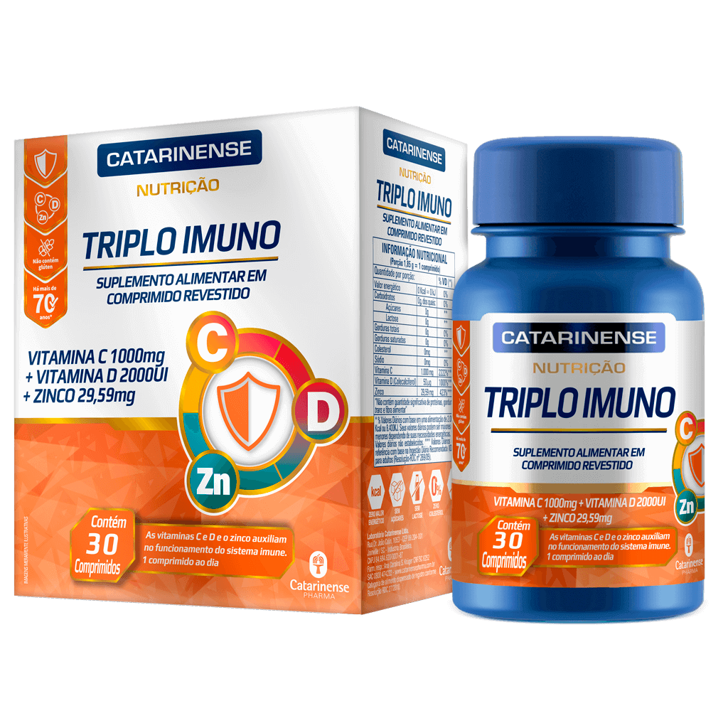 Triplo Imuno Vitamina C, D e Zinco 30 comprimidos - Catarinense