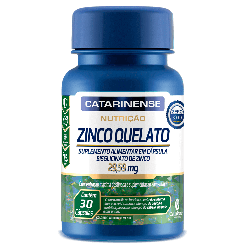 Zinco Quelato 29,59mg 30 cápsulas - Catarinense